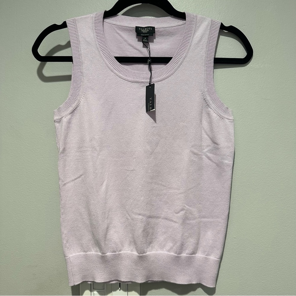 NEW Talbots Petite Pima Cotton Sleeveless Lilac Vest Size Small